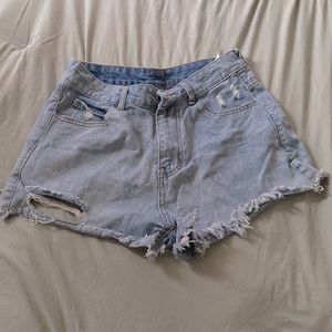 distressed denim shorts